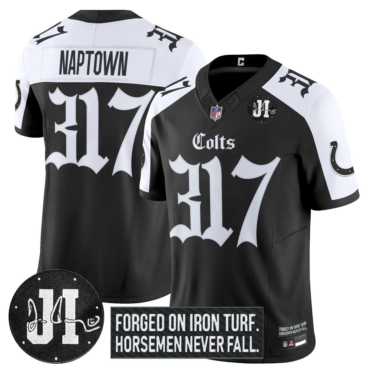 Men's Indianapolis Colts 2025 'Gothic Iron Hoof Edition' Vapor Limited Jersey - Jim Irsay Patch - All Stitched