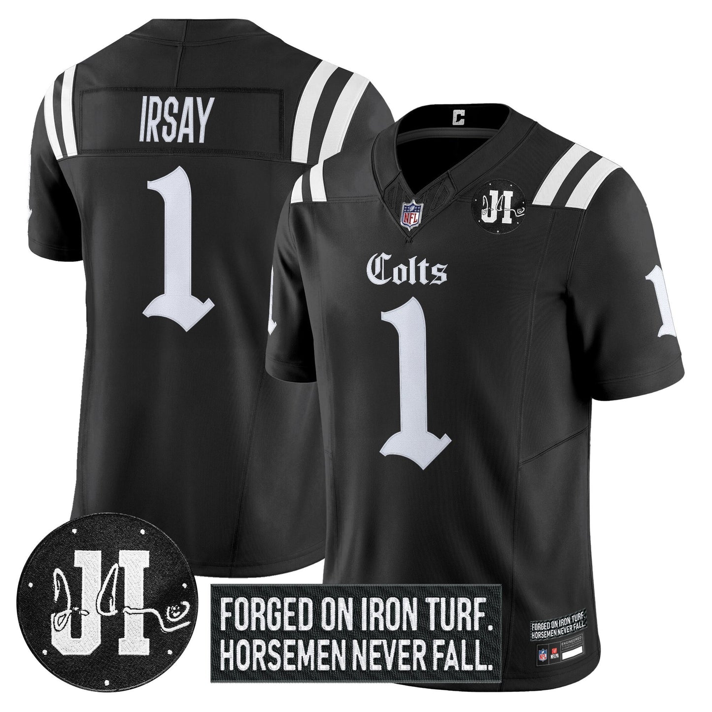 Men's Indianapolis Colts 2025 'Gothic Iron Hoof Edition' Vapor Limited Jersey - Jim Irsay Patch - All Stitched