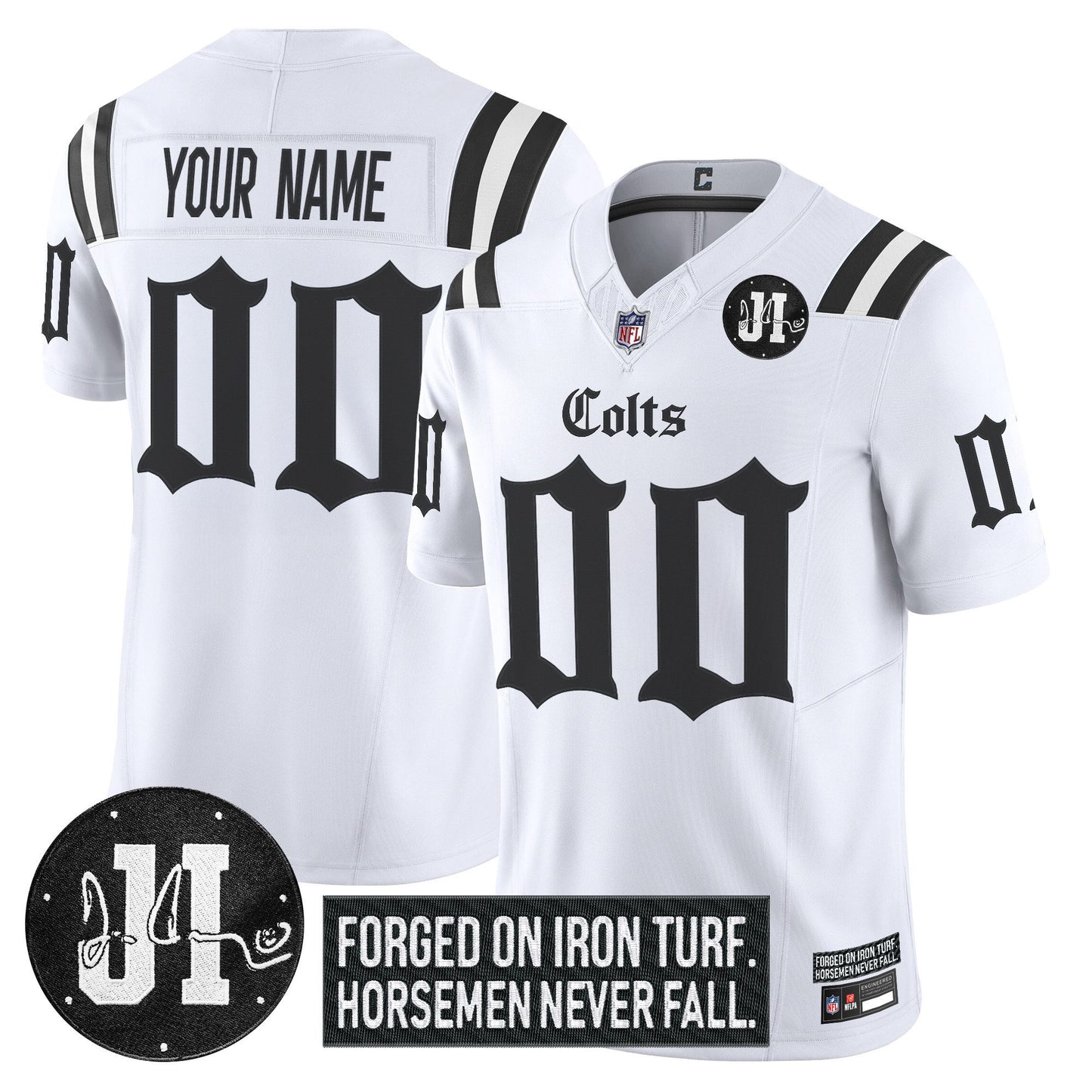 Indianapolis Colts 2025 'Gothic Iron Hoof Edition' Vapor Limited Custom Jersey - Jim Irsay Patch - All Stitched