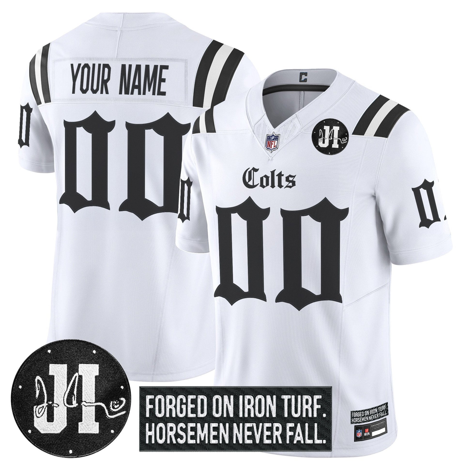 Indianapolis Colts 2025 'Gothic Iron Hoof Edition' Vapor Limited Custom Jersey - Jim Irsay Patch - All Stitched
