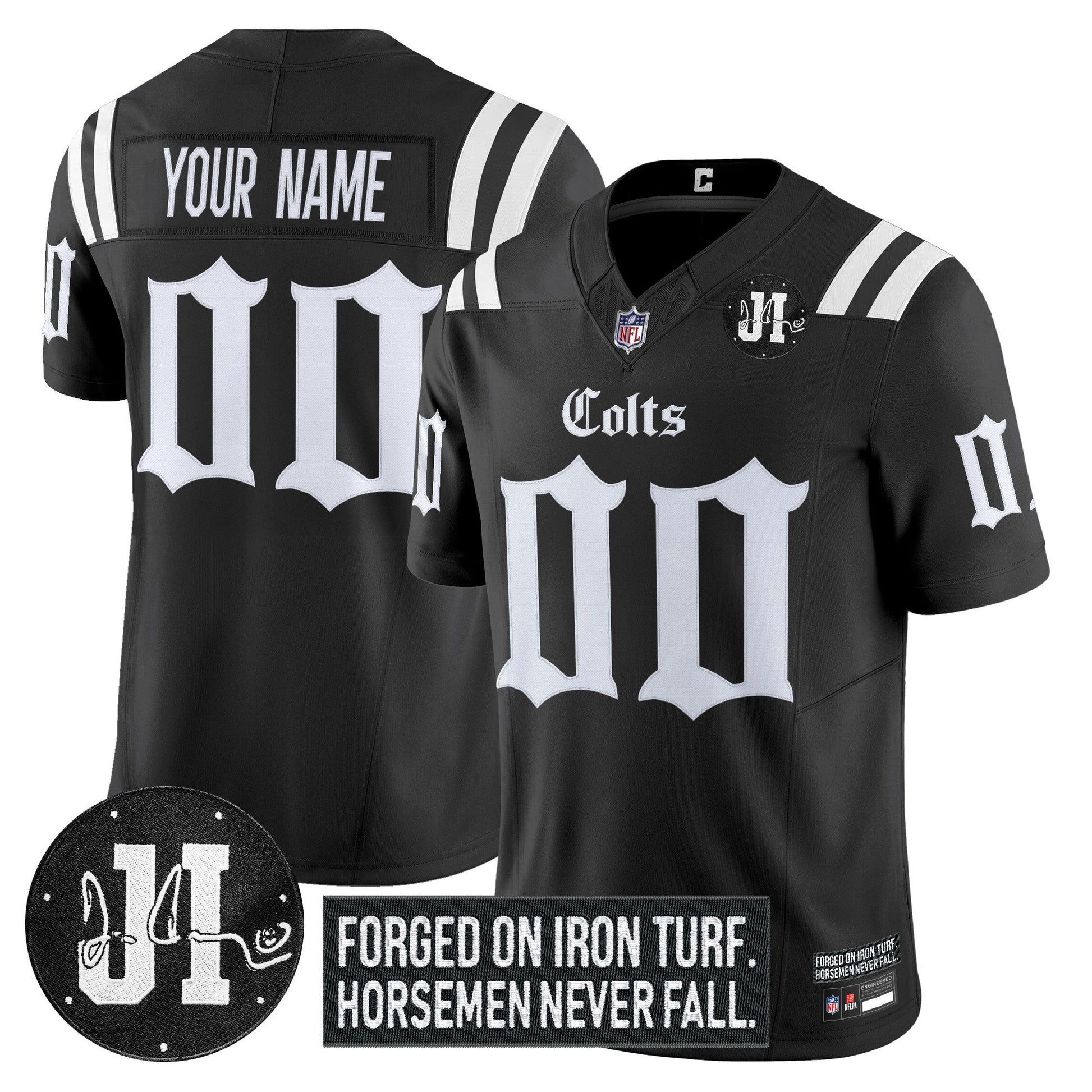 Indianapolis Colts 2025 'Gothic Iron Hoof Edition' Vapor Limited Custom Jersey - Jim Irsay Patch - All Stitched