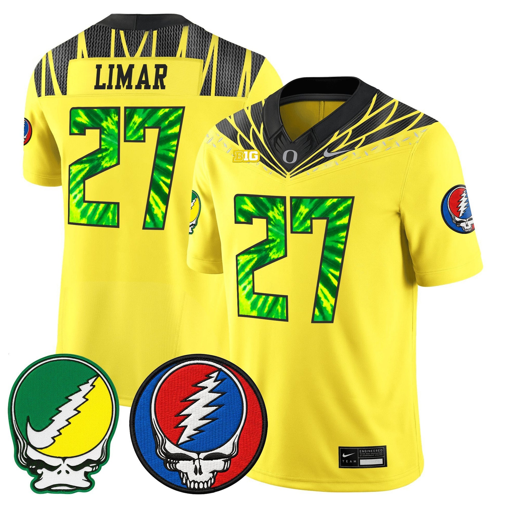 Men's Oregon Ducks 2025 'Grateful Ducks x Grateful Dead' Vapor Limited Jersey - All Stitched