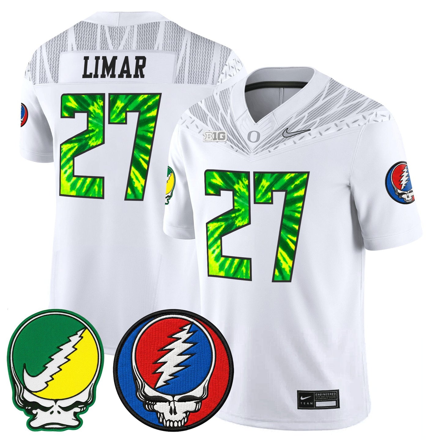 Men's Oregon Ducks 2025 'Grateful Ducks x Grateful Dead' Vapor Limited Jersey - All Stitched