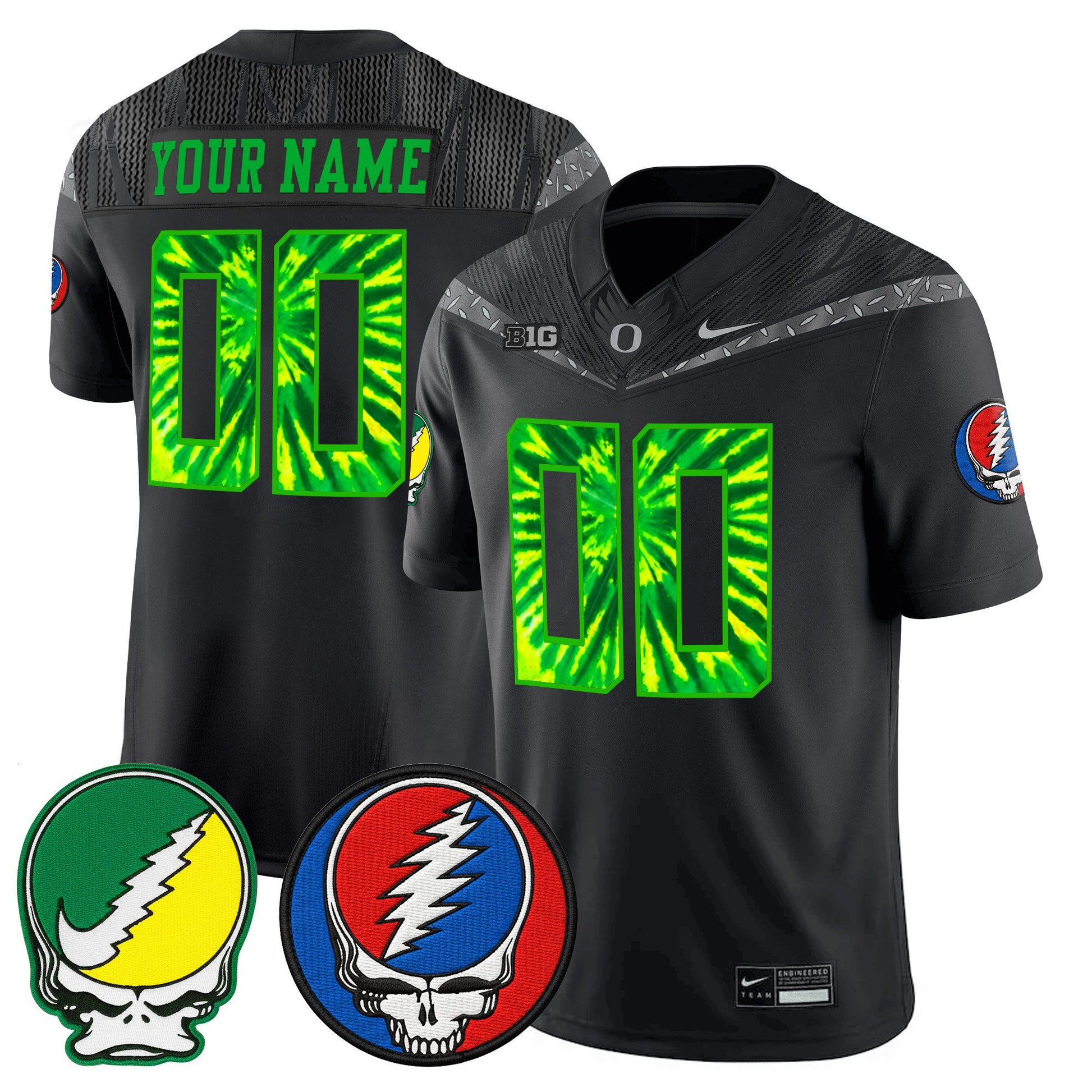 Oregon Ducks 2025 'Grateful Ducks x Grateful Dead' Vapor Limited Custom Jersey - All Stitched