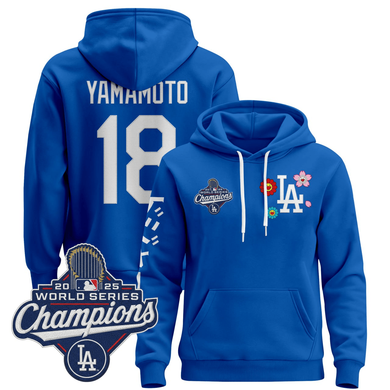 Yoshinobu Yamamoto Dodgers World Series Royal Blue Pullover Hoodie - Stitched