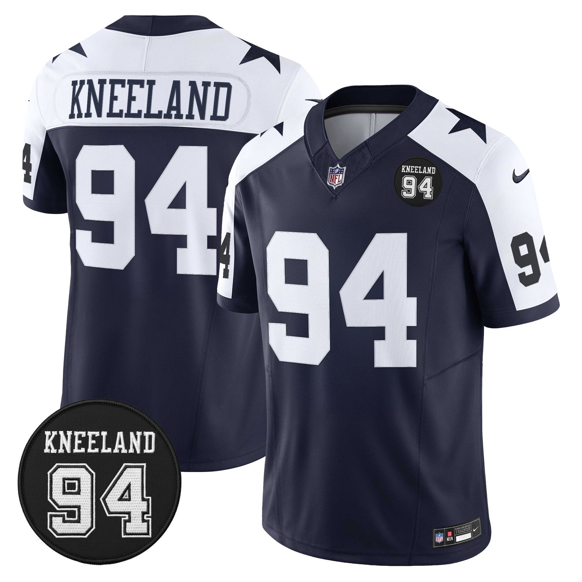 Men's Dallas Cowboys #94 Marshawn Kneeland Memorial Patch Vapor Limited Jersey - All Stitched