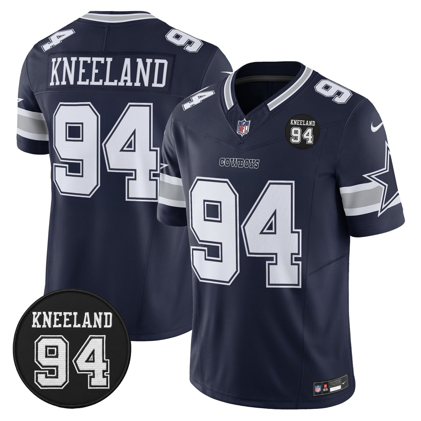 Men's Dallas Cowboys #94 Marshawn Kneeland Memorial Patch Vapor Limited Jersey - All Stitched