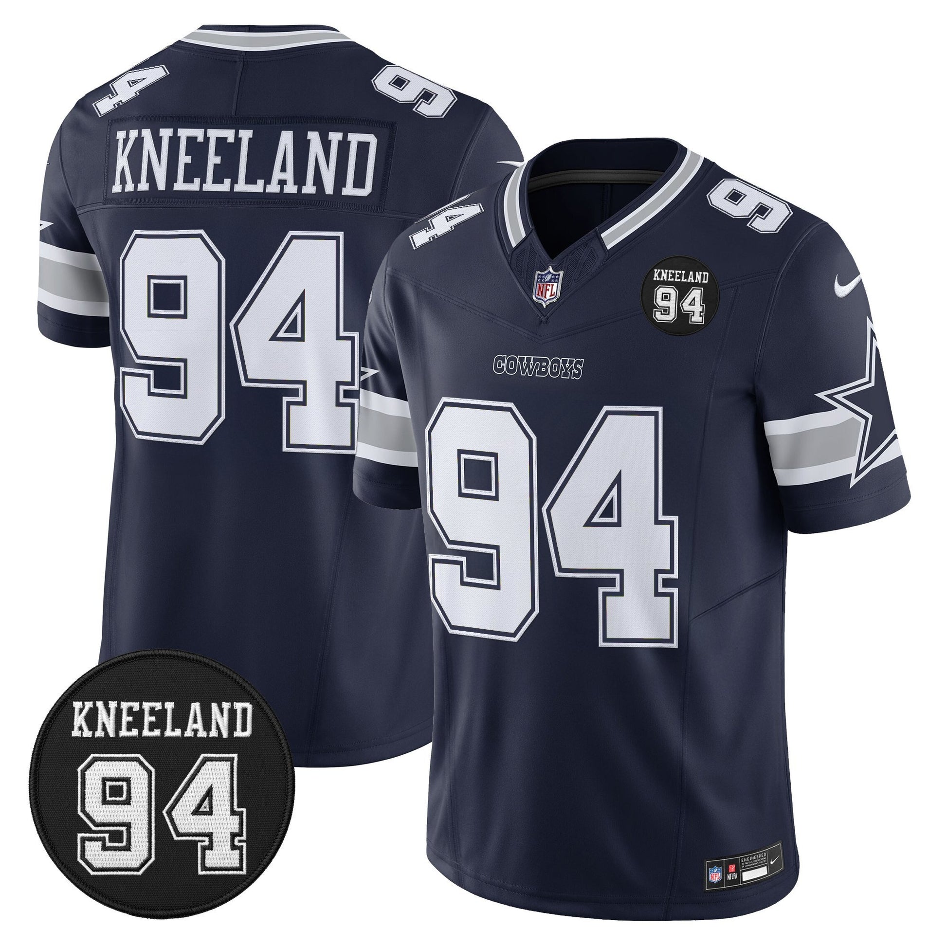 Men's Dallas Cowboys #94 Marshawn Kneeland Memorial Patch Vapor Limited Jersey - All Stitched
