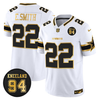Men's Dallas Cowboys #94 Marshawn Kneeland Memorial Patch Gold Vapor Limited Jersey - All Stitched