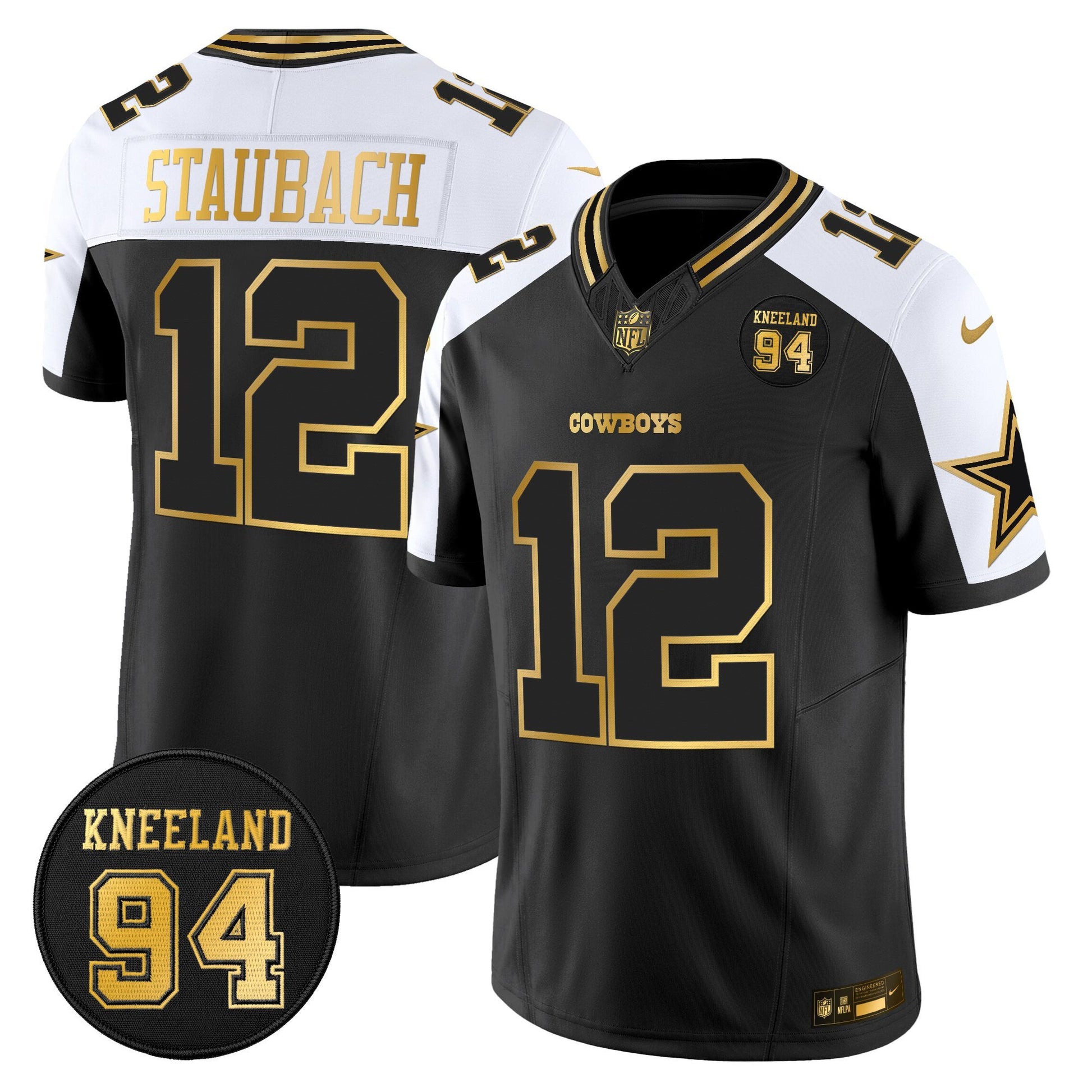 Men's Dallas Cowboys #94 Marshawn Kneeland Memorial Patch Gold Vapor Limited Jersey - All Stitched