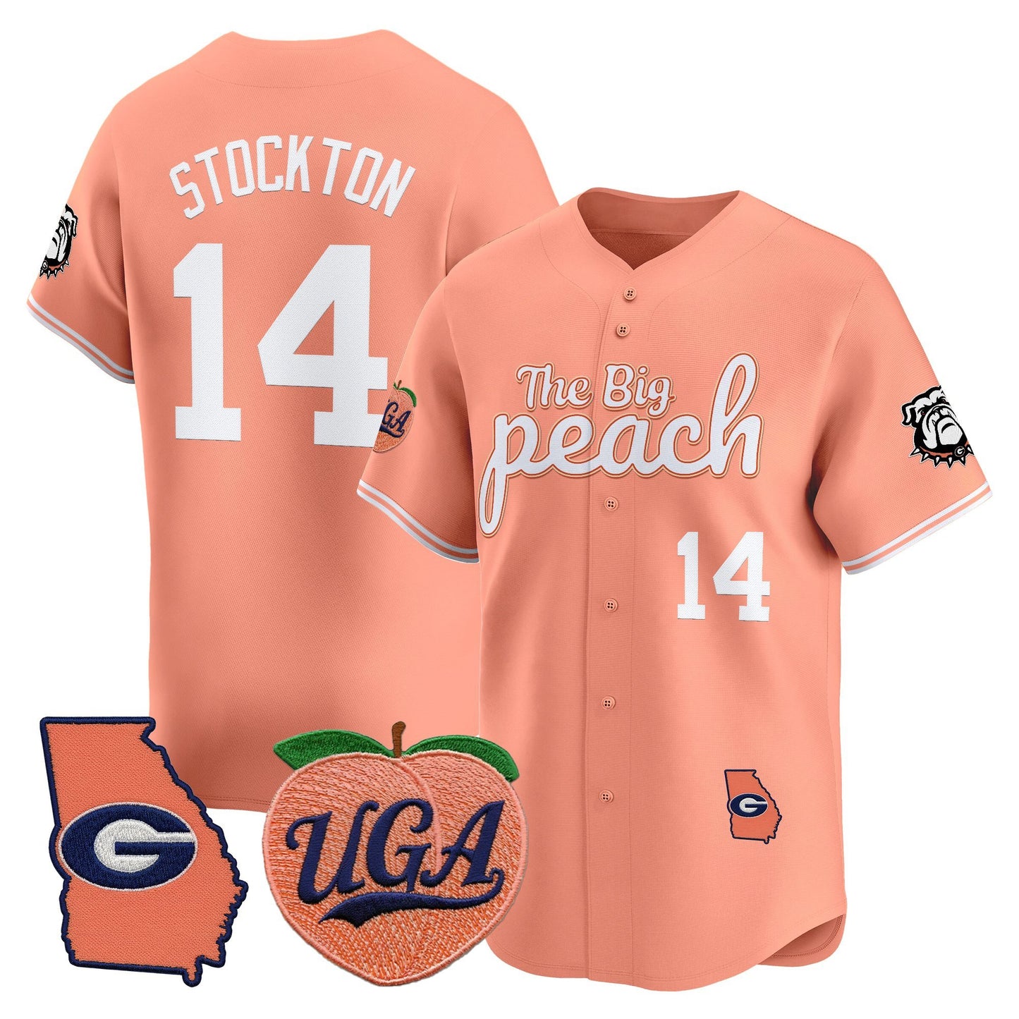 Men's Georgia Bulldogs The Big Peach Vapor Baseball Jersey - All stitched