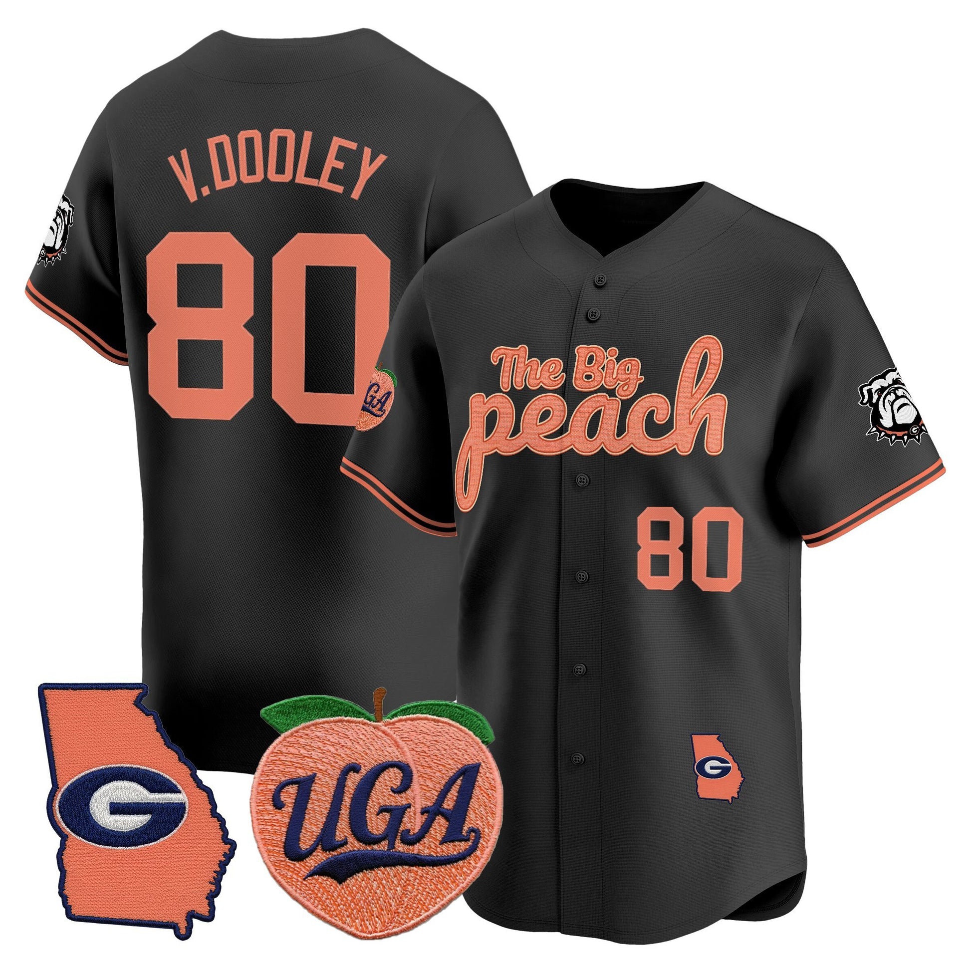 Men's Georgia Bulldogs The Big Peach Vapor Baseball Jersey - All stitched