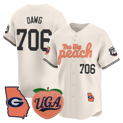 Men's Georgia Bulldogs The Big Peach Vapor Baseball Jersey - All stitched