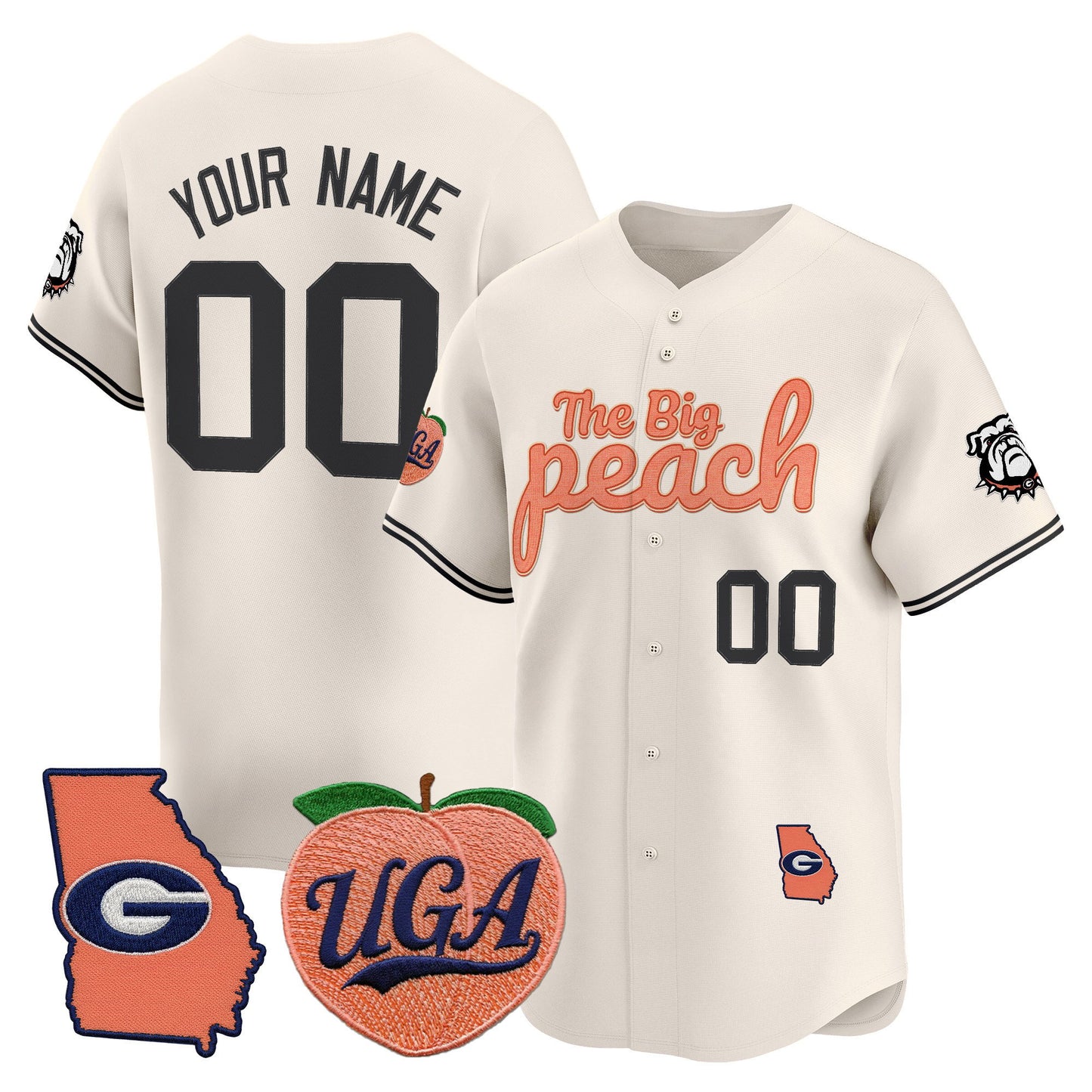 Georgia Bulldogs The Big Peach Vapor Baseball Custom Jersey - All stitched