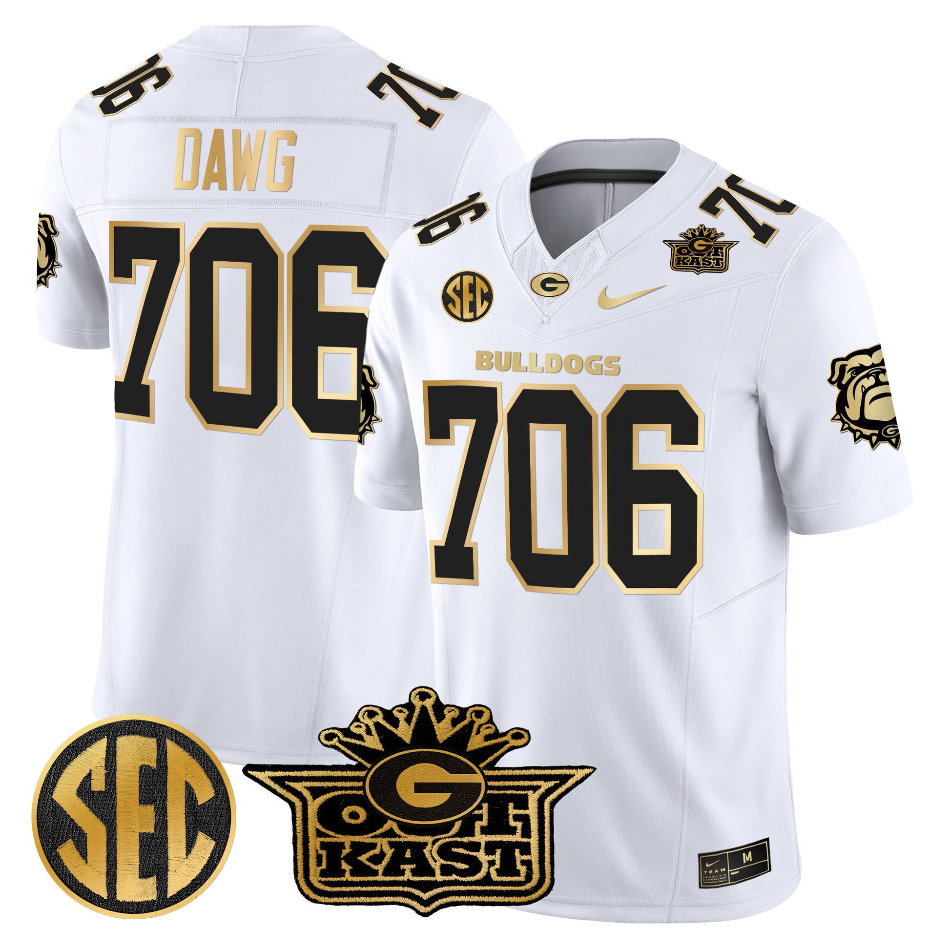 Men's Outkast x Georgia Bulldogs Gold Vapor Limited Jersey - All stitched