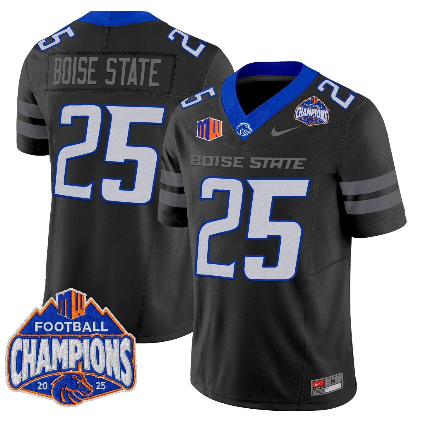 Men's Boise State Broncos 2025 Mountain West Football Champions Vapor Limited Jersey - All Stitched