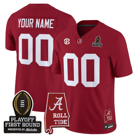 Alabama Crimson Tide 2025 Playoff First Round Vapor Limited Custom Jersey - All Stitched
