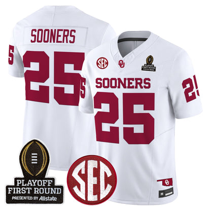 Men's Oklahoma Sooners 2025 Playoff First Round Vapor Limited Jersey - All Stitched