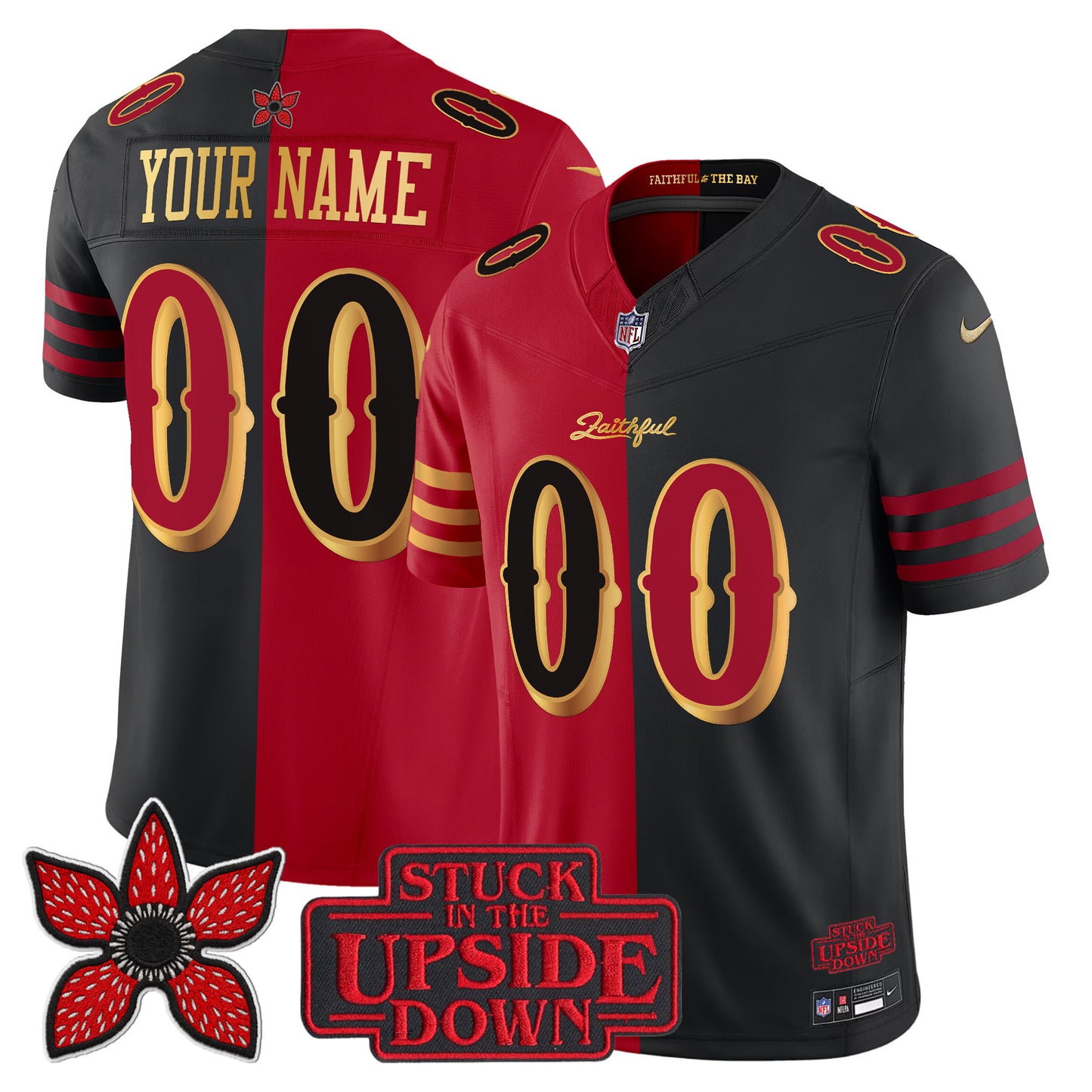 San Francisco 49ers 'Rivalries x Stranger Things' Vapor Limited Custom Jersey - All Stitched