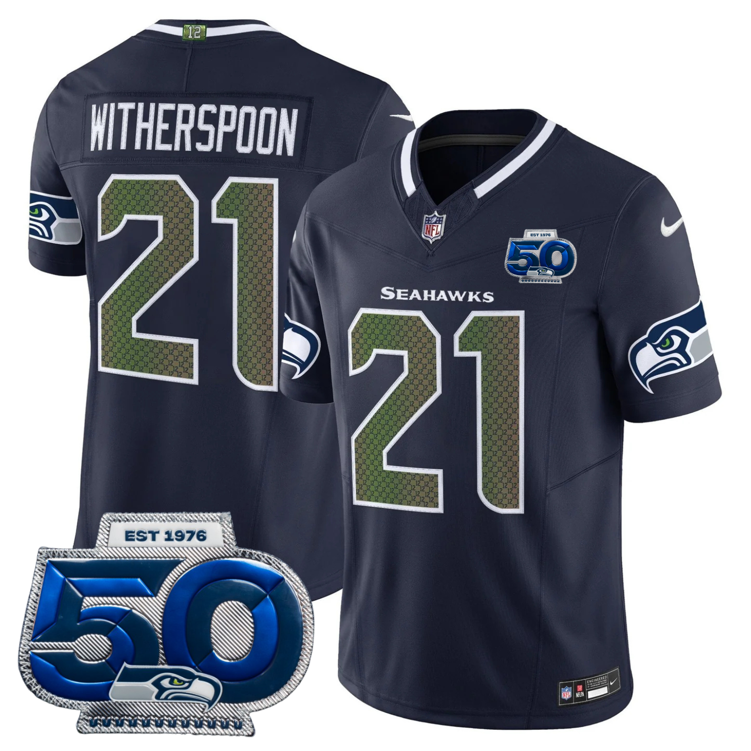 Seattle Seahawks 2025 "Rivalries" 50th Season Patch Vapor Limited Jersey - All Stitched