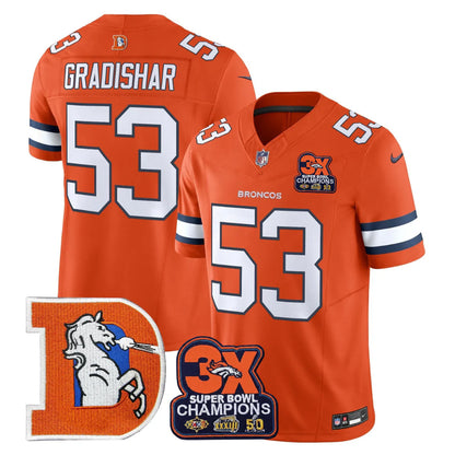 DEN Throwback 3-Times Champions Patch Vapor Limited Jersey - All Stitched