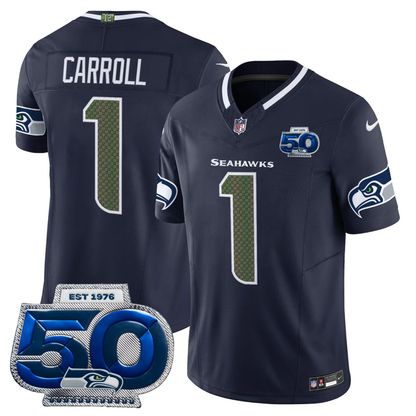 Seattle Seahawks 2025 "Rivalries" 50th Season Patch Vapor Limited Jersey - All Stitched