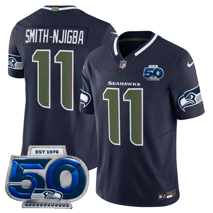 Seattle Seahawks 2025 "Rivalries" 50th Season Patch Vapor Limited Jersey - All Stitched