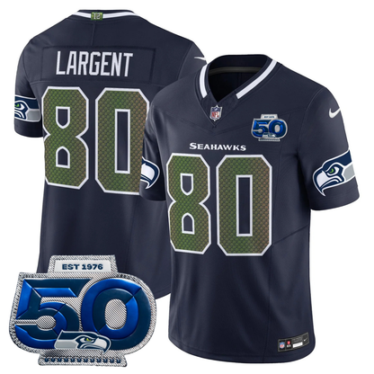 Seattle Seahawks 2025 "Rivalries" 50th Season Patch Vapor Limited Jersey - All Stitched