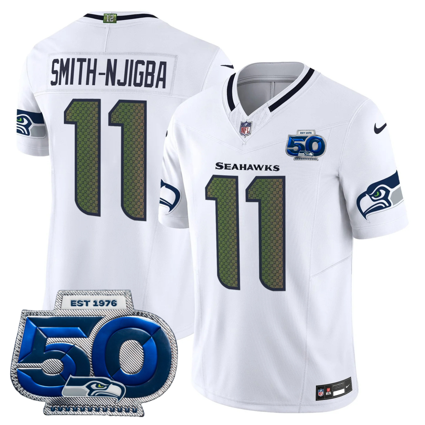 Seattle Seahawks 2025 "Rivalries" 50th Season Patch Vapor Limited Jersey - All Stitched