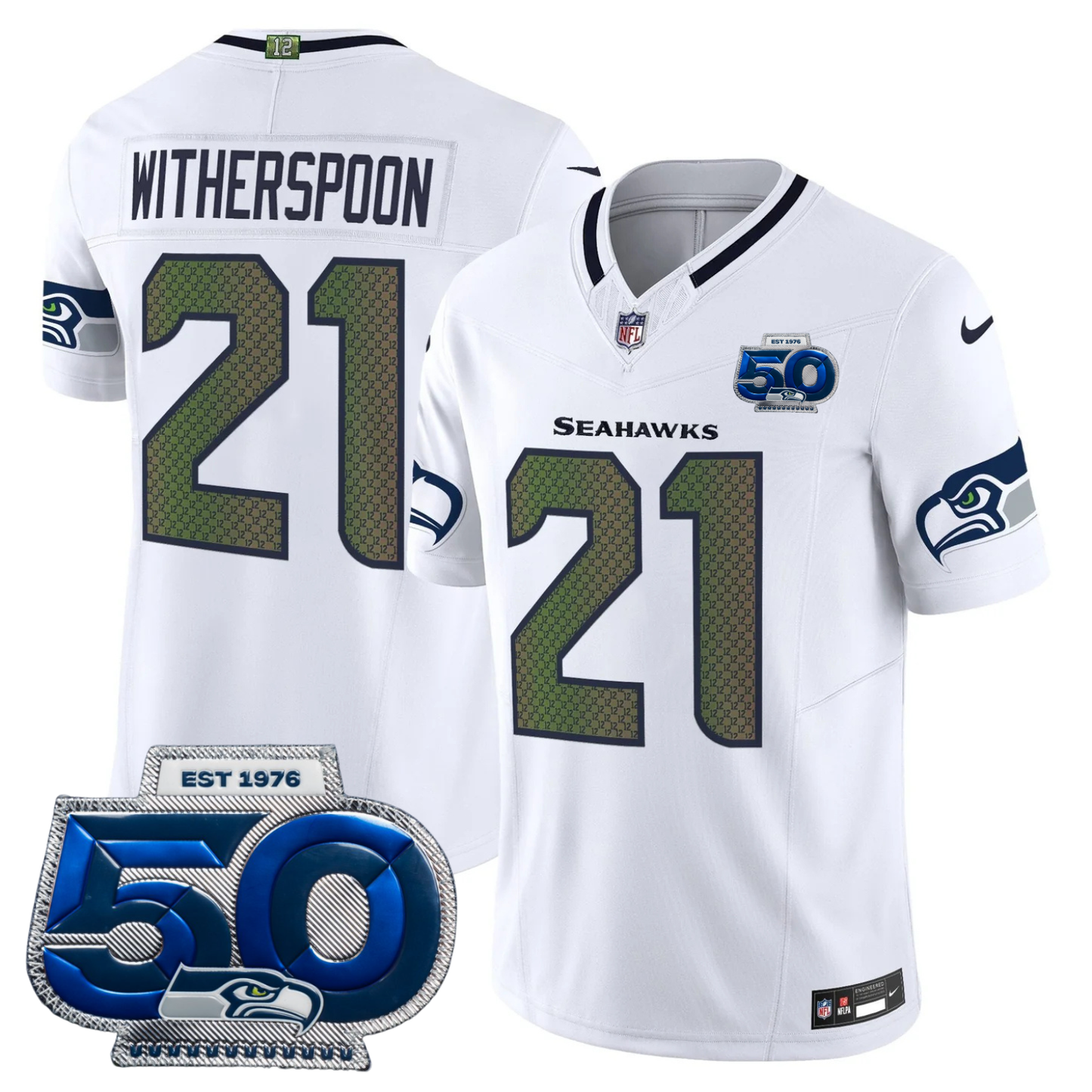 Seattle Seahawks 2025 "Rivalries" 50th Season Patch Vapor Limited Jersey - All Stitched