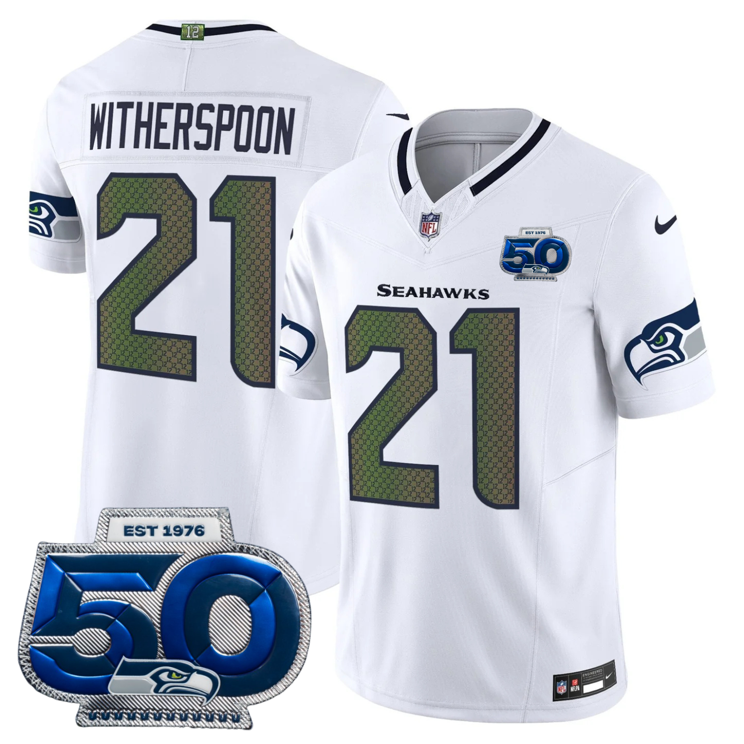 Seattle Seahawks 2025 "Rivalries" 50th Season Patch Vapor Limited Jersey - All Stitched