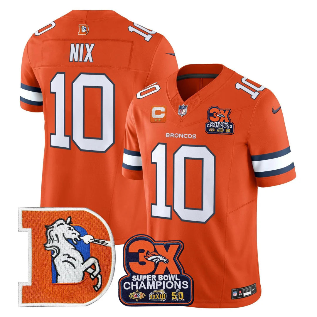 DEN Throwback 3-Times Champions Patch Vapor Limited Jersey - All Stitched