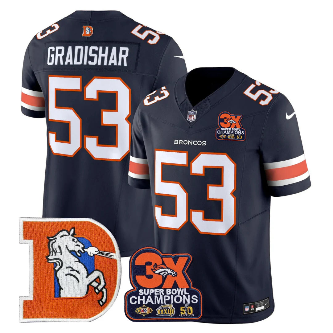 DEN Throwback 3-Times Champions Patch Vapor Limited Jersey - All Stitched