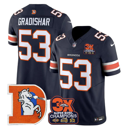 DEN Throwback 3-Times Champions Patch Vapor Limited Jersey - All Stitched