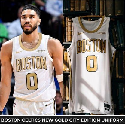 Boston Celtics New Gold City Edition Uniform - All Stitched