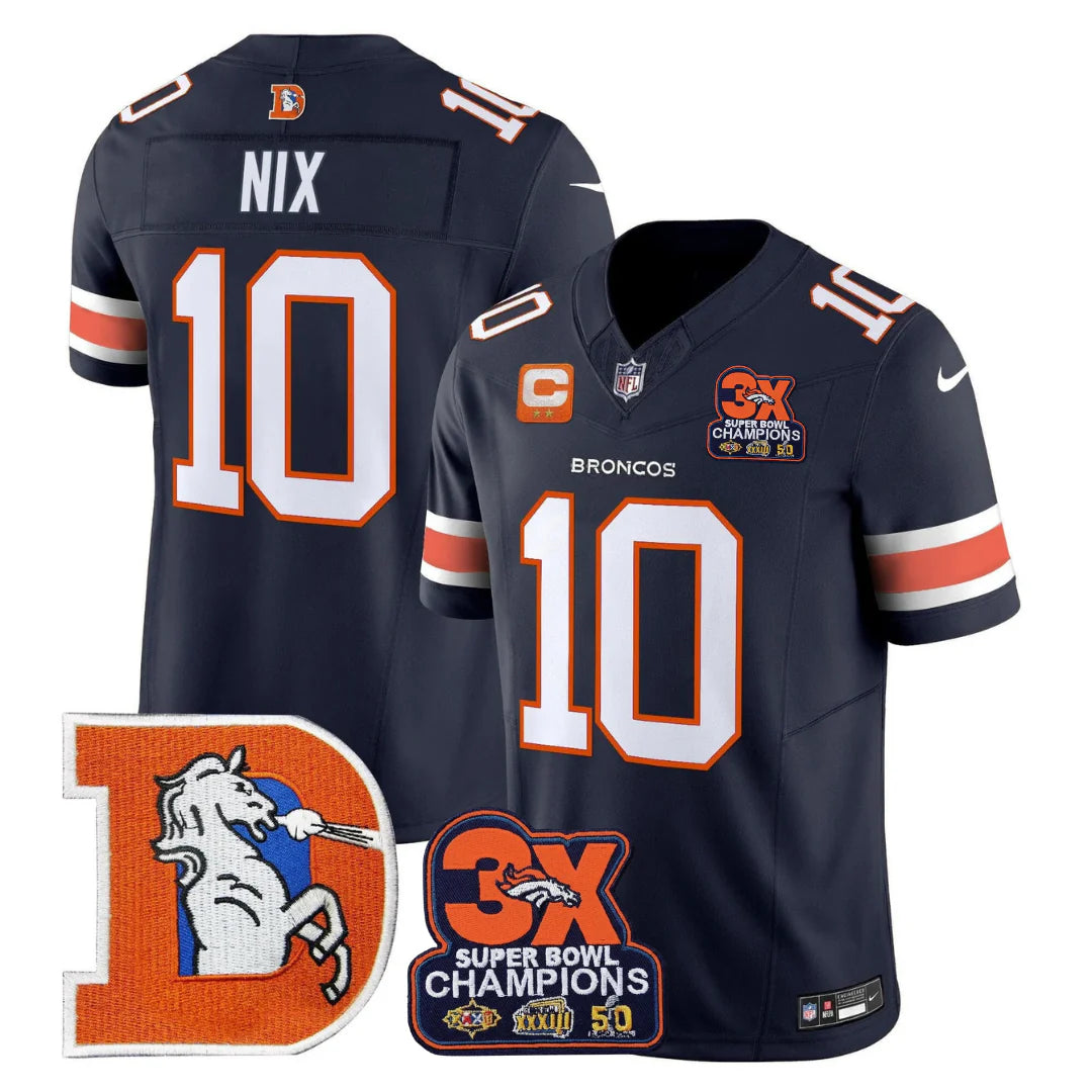 DEN Throwback 3-Times Champions Patch Vapor Limited Jersey - All Stitched