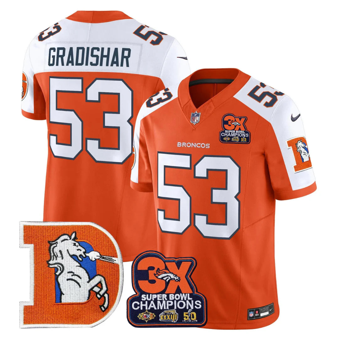 DEN Throwback 3-Times Champions Patch Vapor Limited Jersey - All Stitched