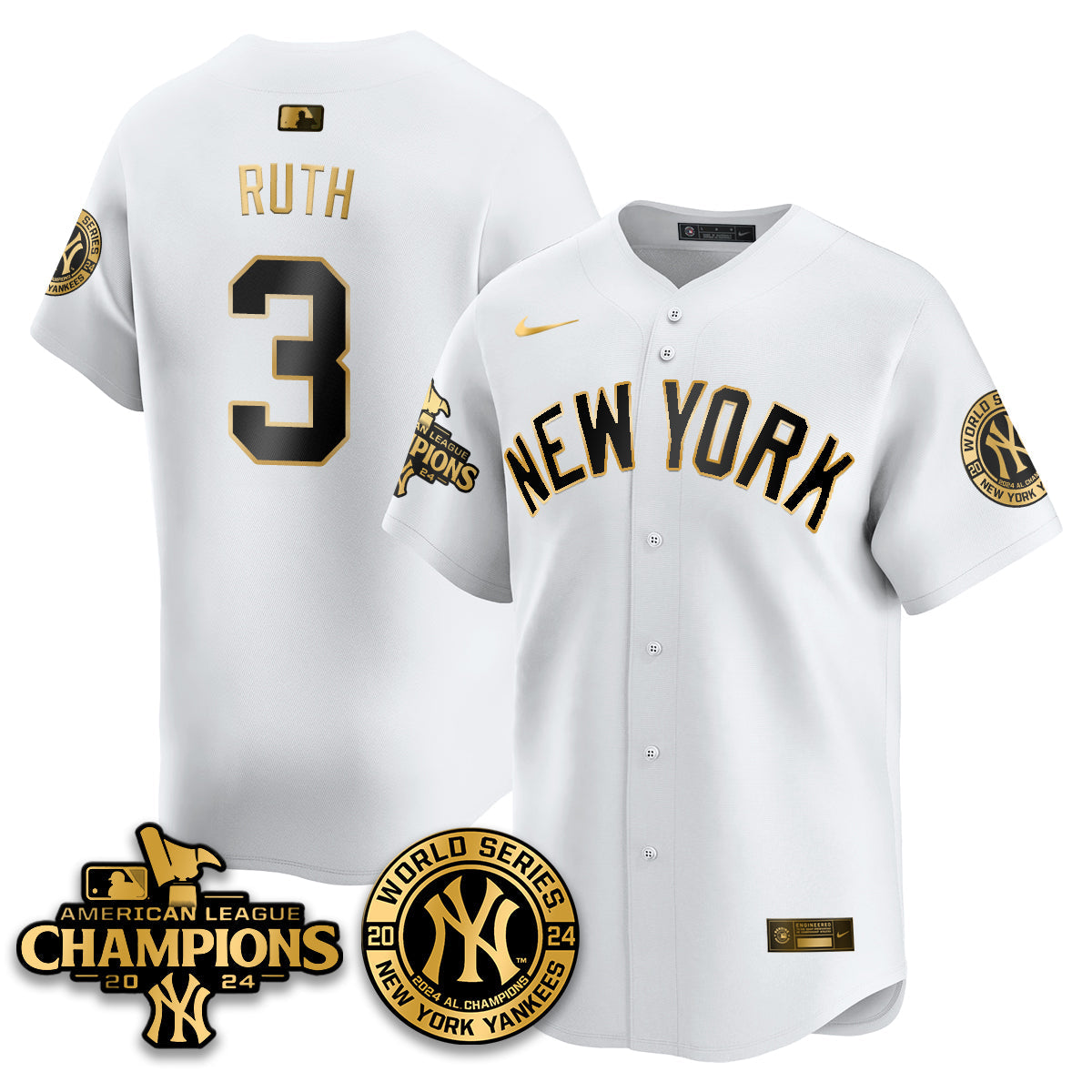 New York Yankees World Series AL Champions Jersey - All Stitched