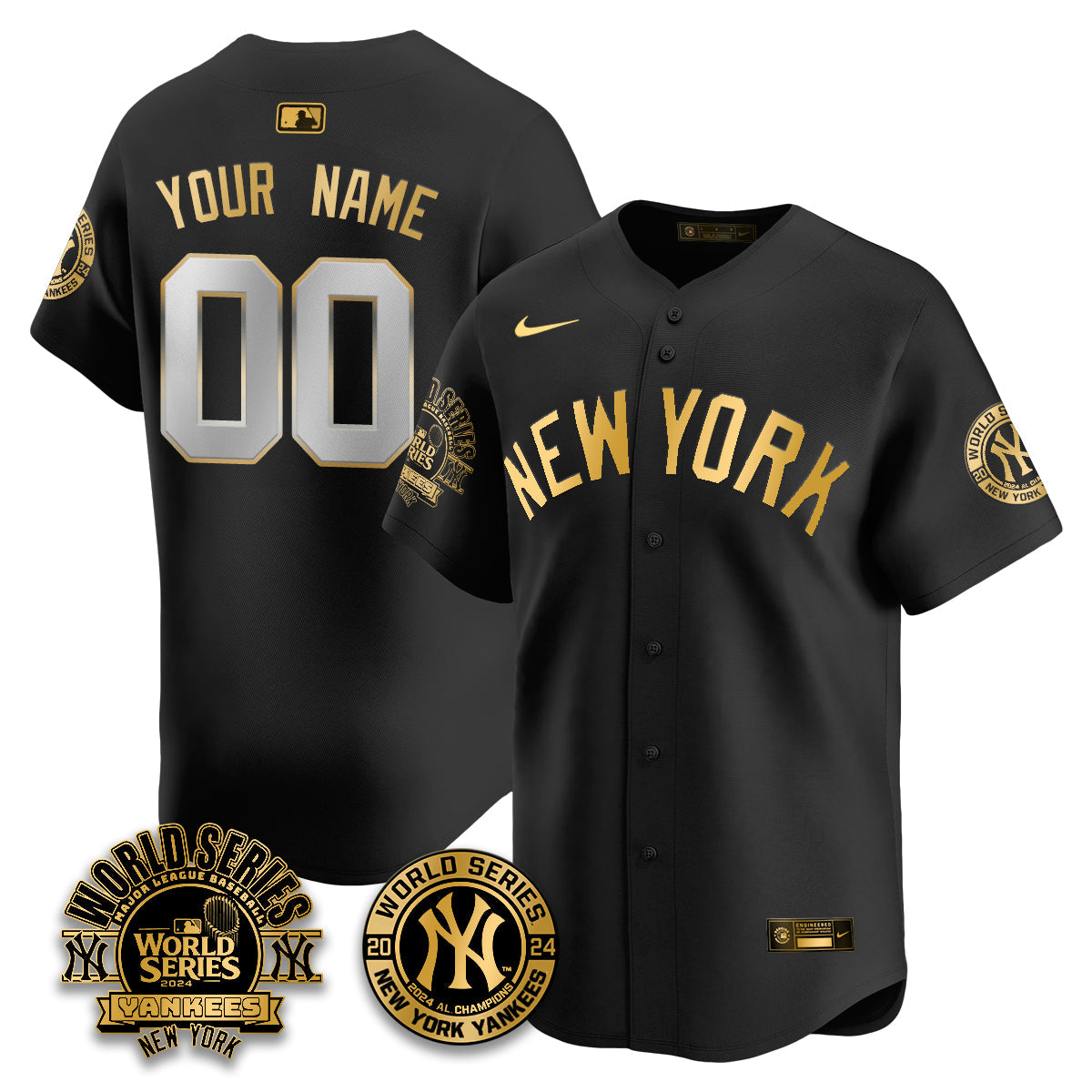 New York Yankees World Series Custom Jersey - All Stitched