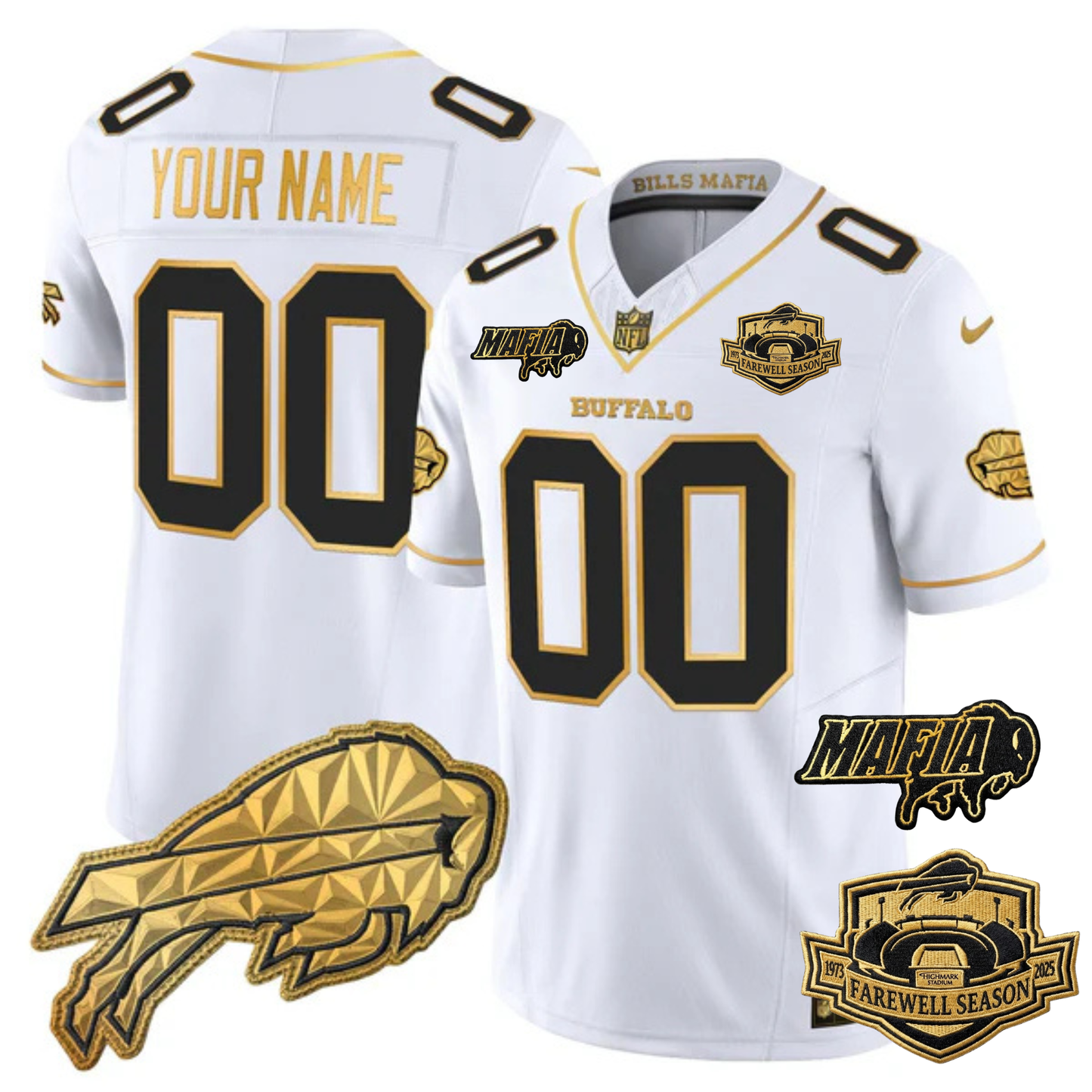 BUF Mafia 2025 "Rivalries" Gold Vapor Limited Custom Jersey - All Stitched