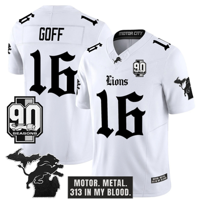 DET 'Gothic Motor Grit Edition' 90th Season Patch Vapor Limited Jersey - All Stitched