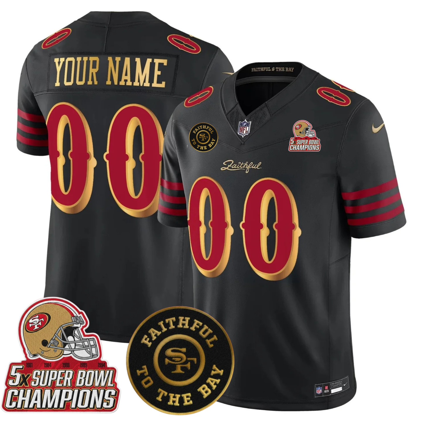 SF 2025 “Rivalries” 5x Champions & Faithful To The Bay Patch Vapor Limited Custom Jersey - All Stitched