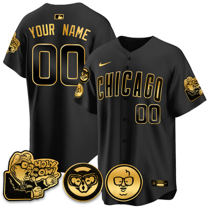 Chicago Cubs Custom Jersey - Harry Caray "Holy Cow" Patch - All Stitched