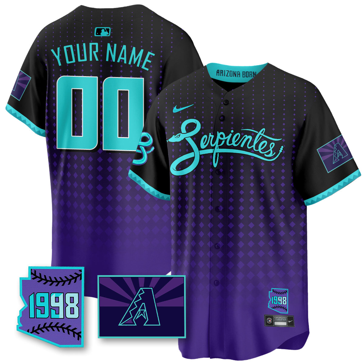 Arizona Diamondbacks Purple for Second “Serpientes” City Connect Custom Jersey - All Stitched