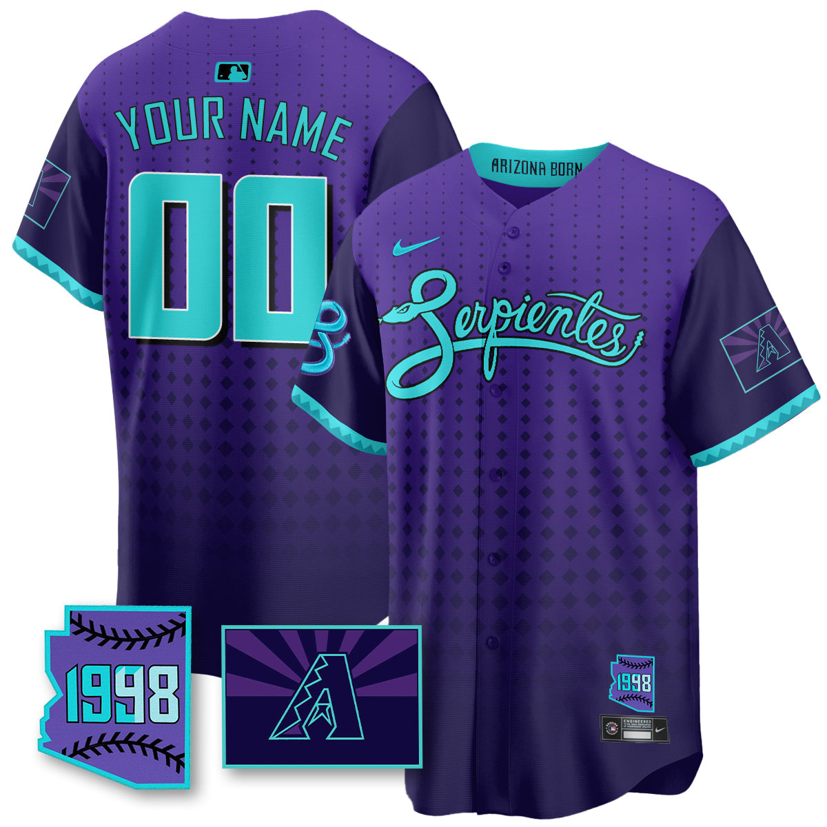 Arizona Diamondbacks Purple for Second “Serpientes” City Connect Custom Jersey - All Stitched
