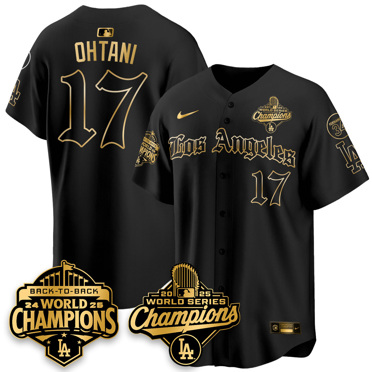 LAD 2025 World Series Champions Vapor Premier Limited Jersey - LA Gothic Edition - All Stitched