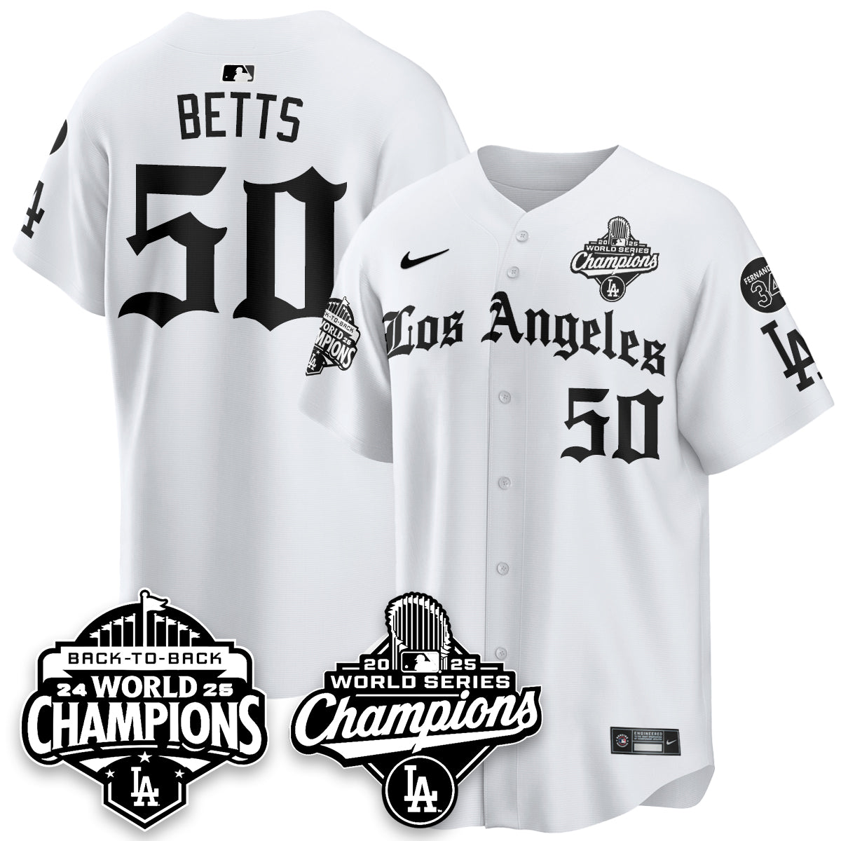 LAD 2025 World Series Champions Vapor Premier Limited Jersey - LA Gothic Edition - All Stitched