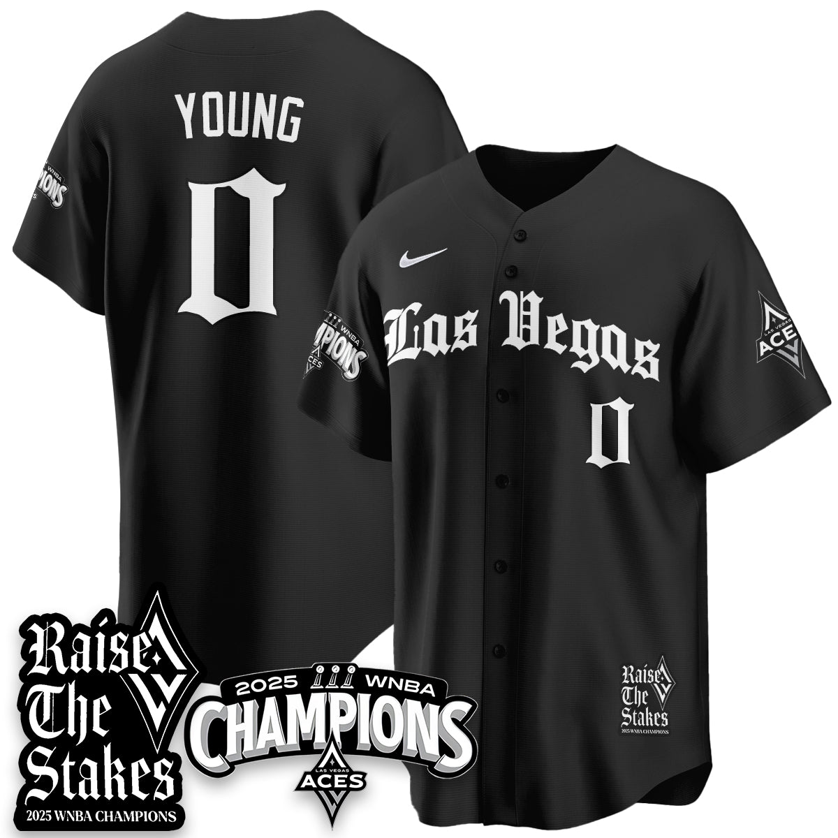 Las Vegas Aces 2025 WNBA Championship Baseball Jersey - All Stitched