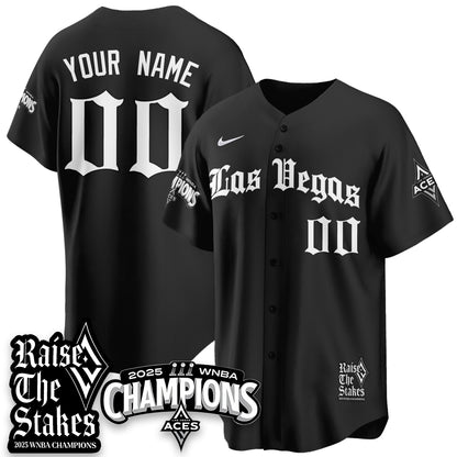 Las Vegas Aces 2025 WNBA Championship Baseball Custom Jersey - All Stitched