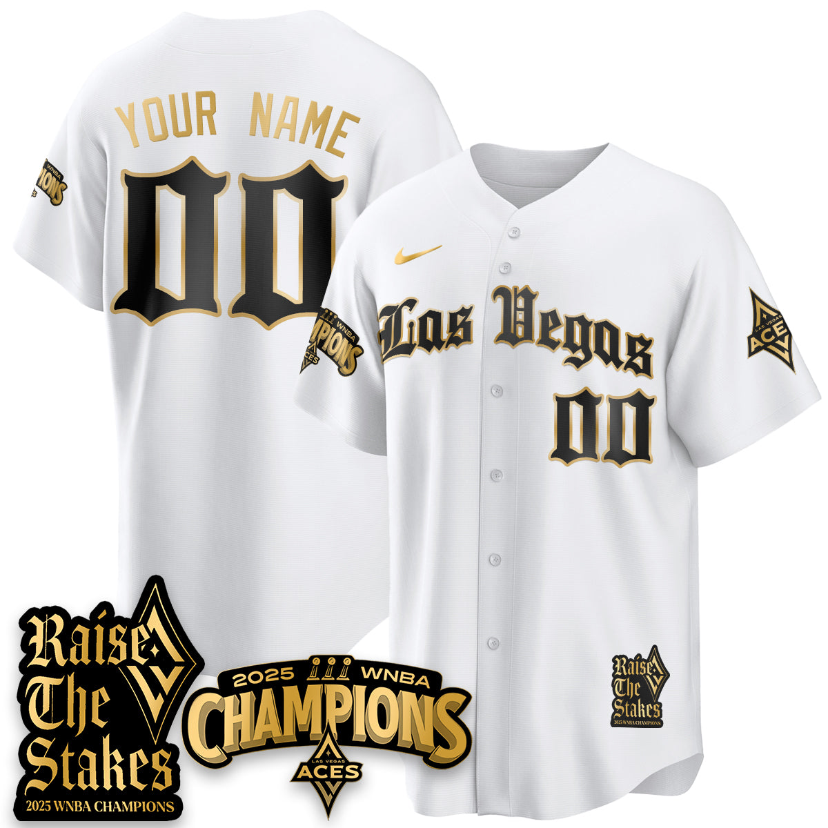 Las Vegas Aces 2025 WNBA Championship Baseball Custom Jersey - All Stitched